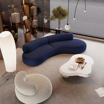 Selim Three Seater Curved Sofa, Modular Sofa, Blue