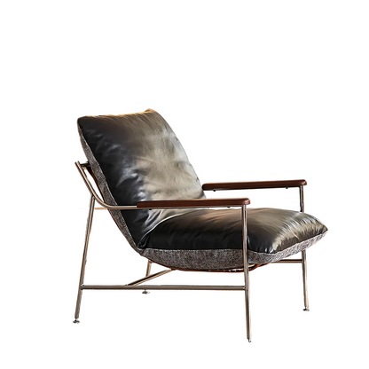 Prasad Lounge Chair Armchair With Ottoman, Real Leather