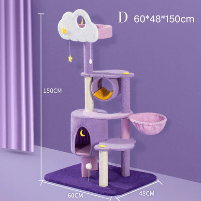 Díaz Cat Climber, Cat Tree, Coral Fleece, Purple-Weilai Concept-Weilai Concept