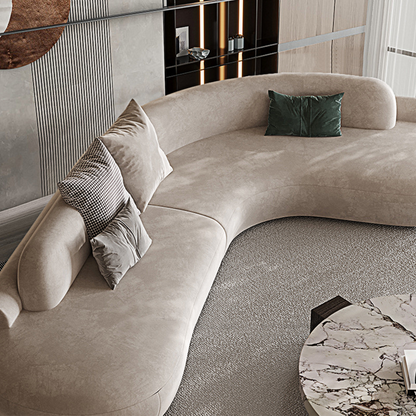 Cosima Grey Four Seater, Five Seater Curved Sofa, Long Sofa Suedue, Clearance-Weilai Concept-Weilai Concept