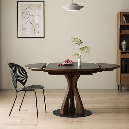 Caruso Round Folding Dining Table, Sintered Stone, Black