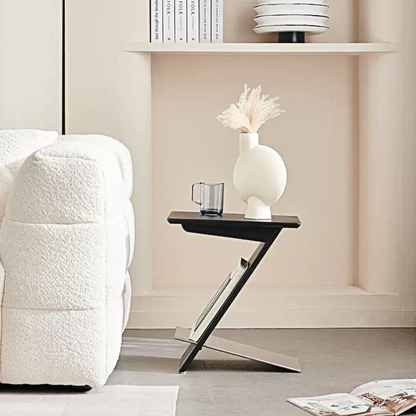 Adrian Side Table With Magazine Rack, Solid Wood-Weilai Concept-Weilai Concept