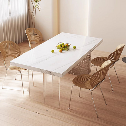 Madison Creamy Dining Table, Sintered Stone & Acrylic-Weilai Concept-Weilai Concept