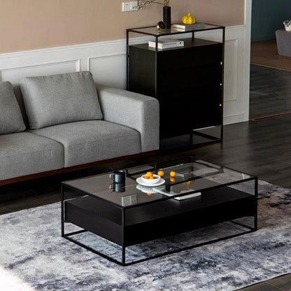Sanderson Rectangle Coffee Table With Storage, Black