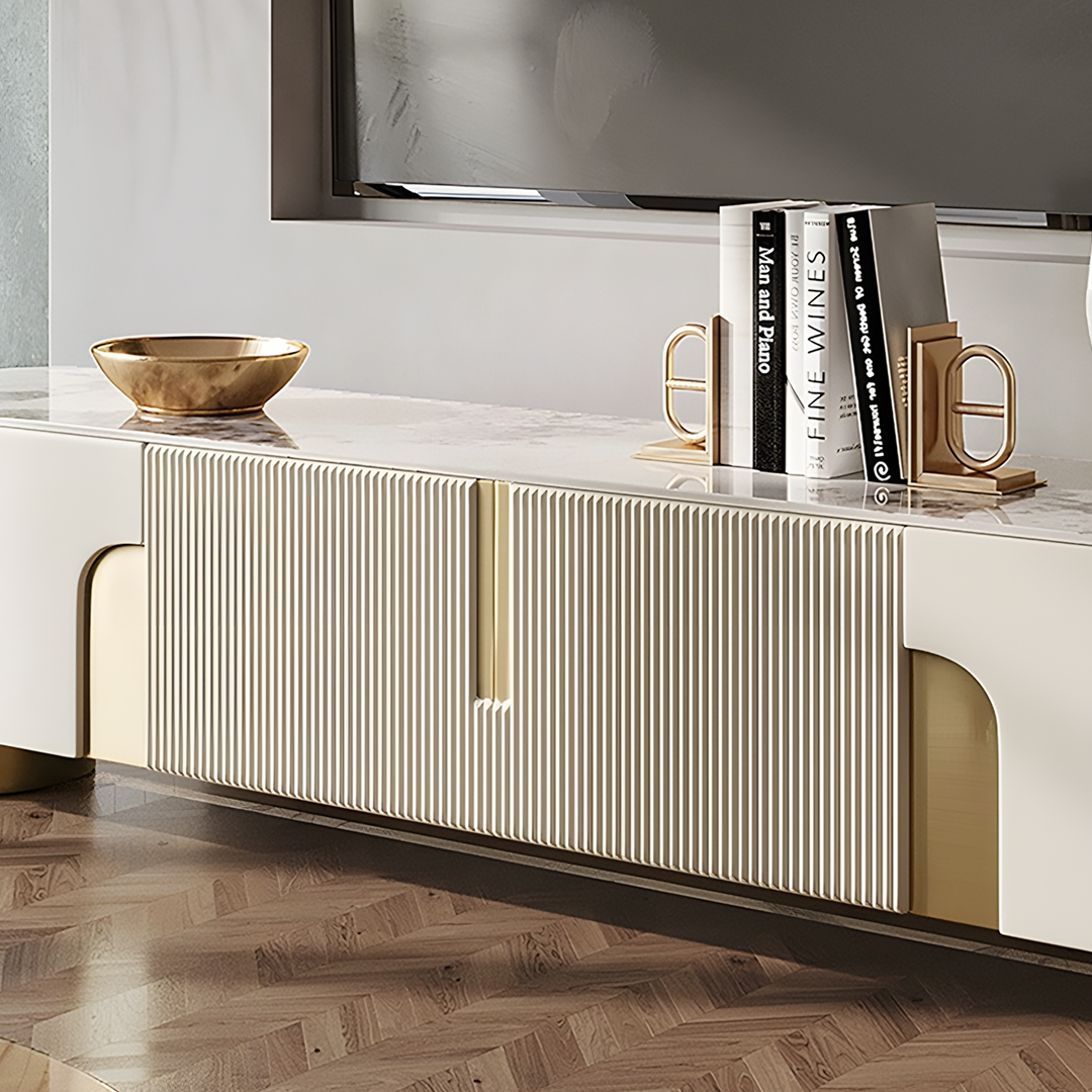 Athena TV Stand, Cream & Gold-Weilai Concept-Weilai Concept