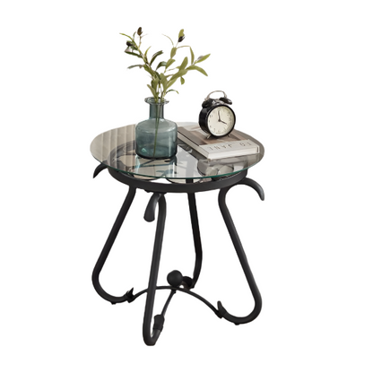 2 Piece Tempered Glass Finished Coffee Table Set With Decorative Coffee Table Round End Side Table