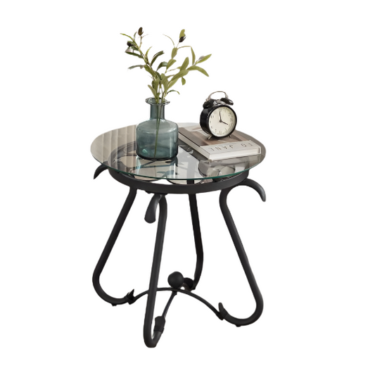 2 Piece Tempered Glass Finished Coffee Table Set With Decorative Coffee Table Round End Side Table
