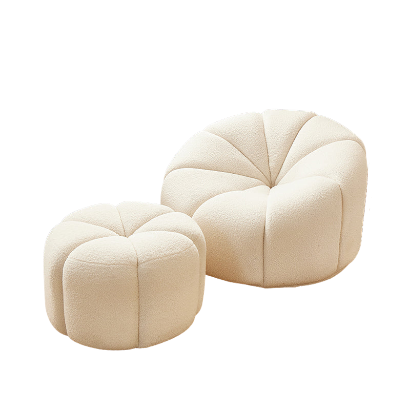 arsav pumpkin armchair, white boucle in modern living room