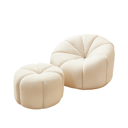 arsav pumpkin armchair, white boucle in modern living room