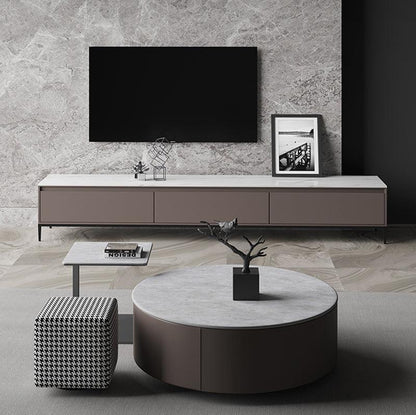 Alvis Coffee Table Set With Stool, Sintered Stone-Weilai Concept-Weilai Concept