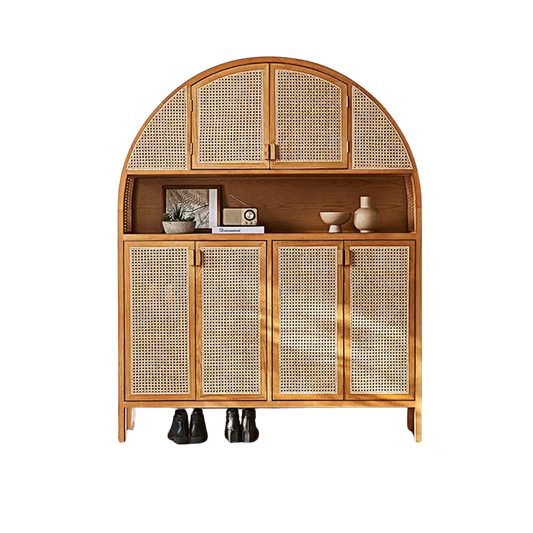 Eisha Rattan Shoe Storage, Cupboard, Solid Wood