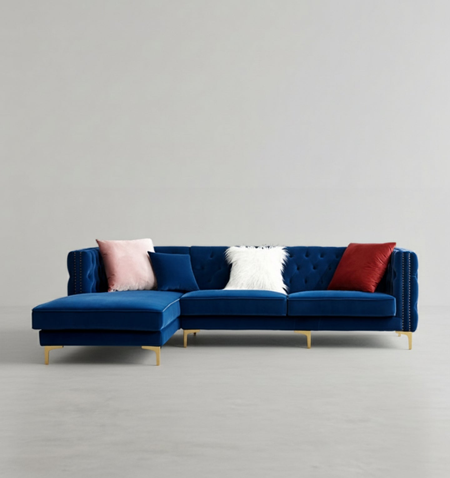 wh215 three seater corner sofa, velvet in modern living room