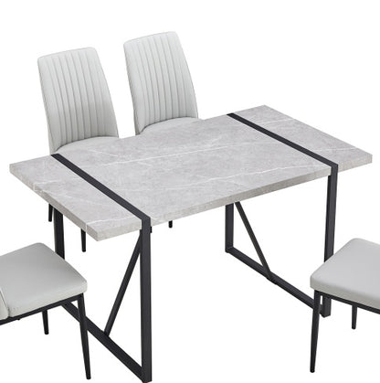 Modern Dining Table, 55 Inch Kitchen Table For 4 People, Rectangular Dinner Table For Dining Room, Home Office, Living Room Furniture, Easy Assembly,