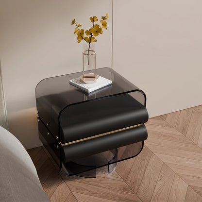 Friesen Rotateble Bedside Table With Storage & Light Strip