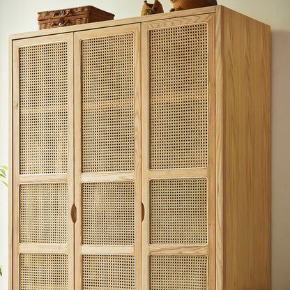 Amelia Rattan Wardrobe, Solid Wood & Rattan