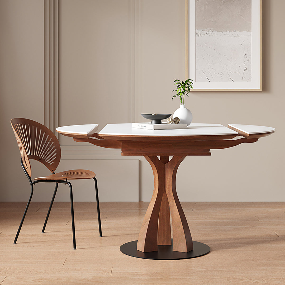 Caruso Round Extending Dining Table, Sintered Stone, White