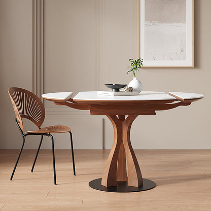 Caruso Round Extending Dining Table, Sintered Stone, White