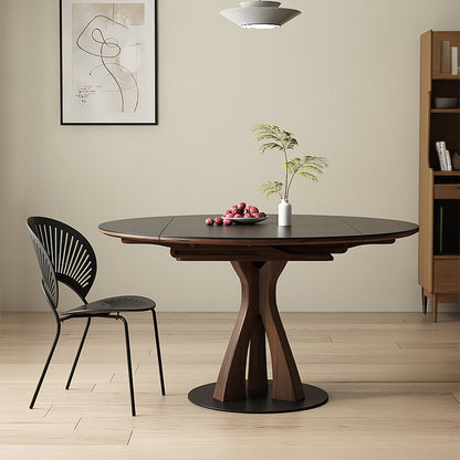 Caruso Round Folding Dining Table, Sintered Stone, Black