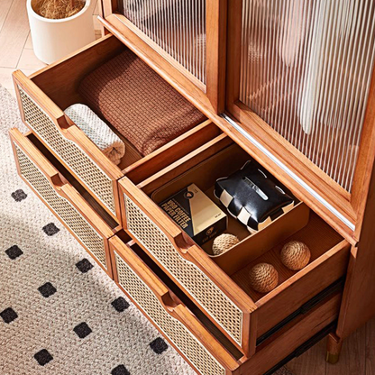 Fritzy Rattan Wardrobe With Coat Hanger & Sliding Glass Doors-Weilai Concept-Weilai Concept