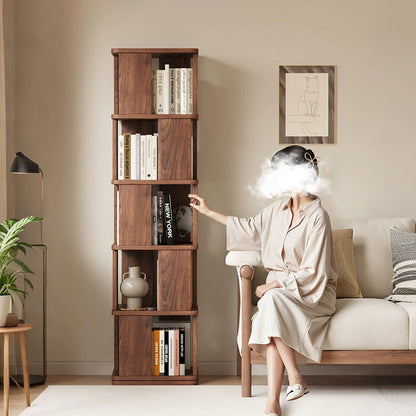 Vasiliev Rotating Bookshelf, Freestanding Shelving Unit, Solid Wood