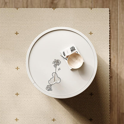 Farooq Round Bedside Table, White