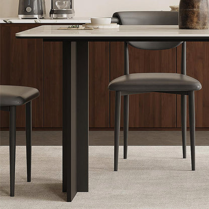 Hasegawa Dining Table, Sintered Stone With Black Legs