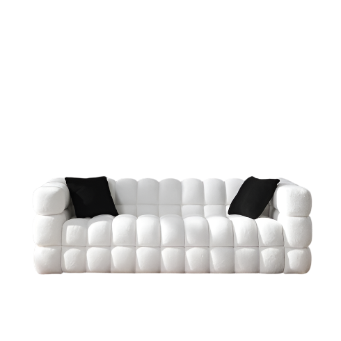 84.3 Length ,35.83 Deepth ,human Body Structure For USA People, Marshmallow Sofa,boucle Sofa ,White Color,3 Seater