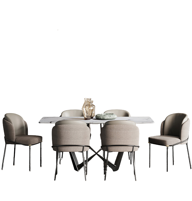 helix dining table set, sintered stone in dining room