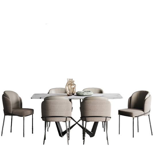 helix dining table set, sintered stone in dining room
