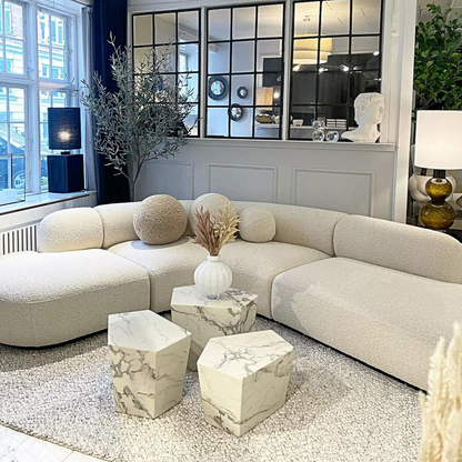 Eulalia Cream Curve Three Seater Sofa, Corner Sofa, Boucle-Weilai Concept-Weilai Concept