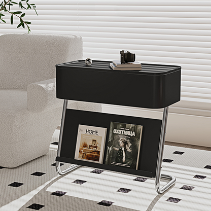 Nikolas Side Table With Storage, Black-Weilai Concept-Weilai Concept