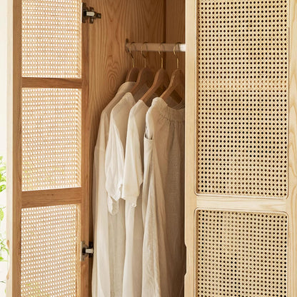 Amelia Rattan Wardrobe, Solid Wood & Rattan