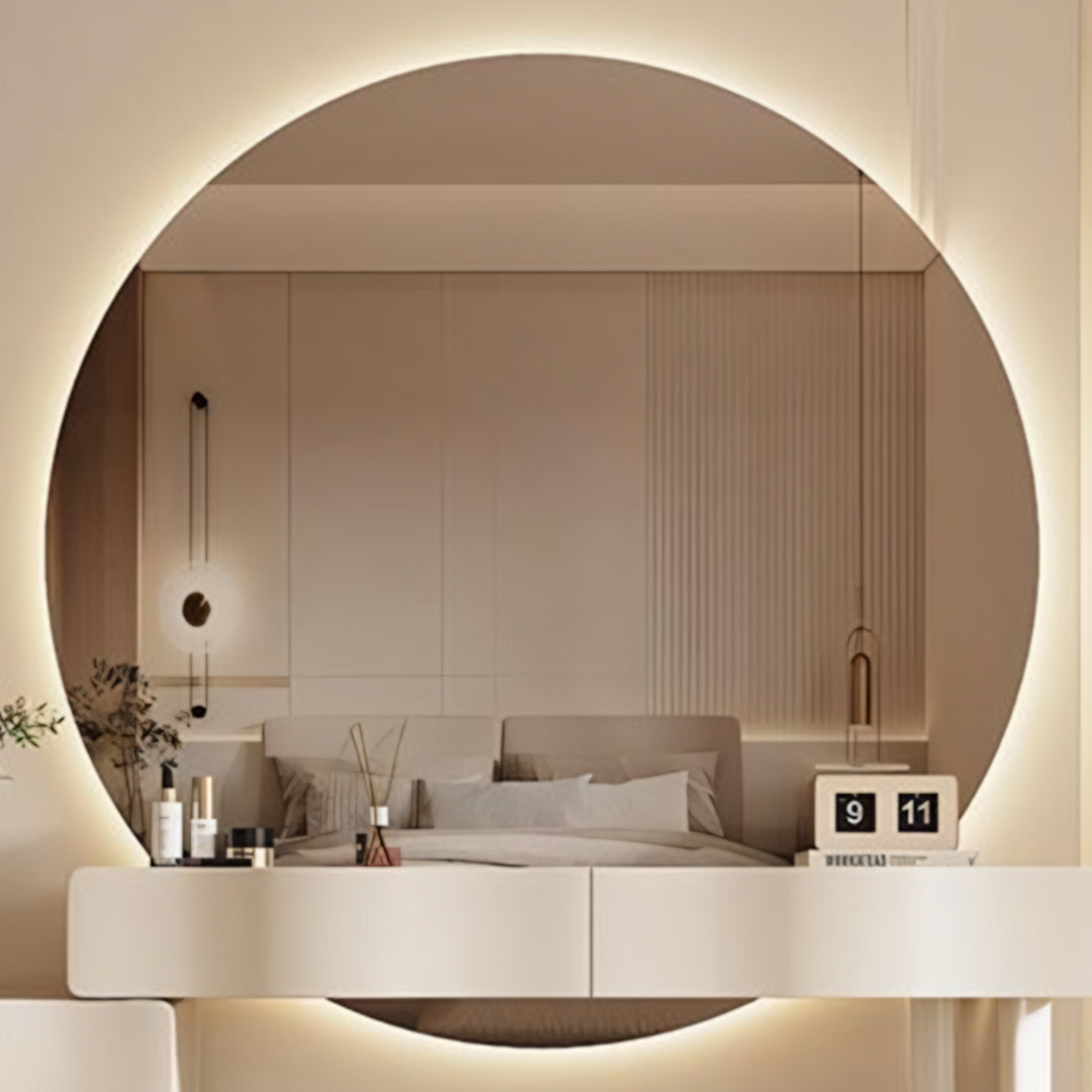 Radcliffe Dressing Table With Large LED Mirror, Cream