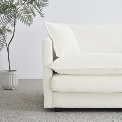 Modern Fabric Double Sofa With 4 Pillows