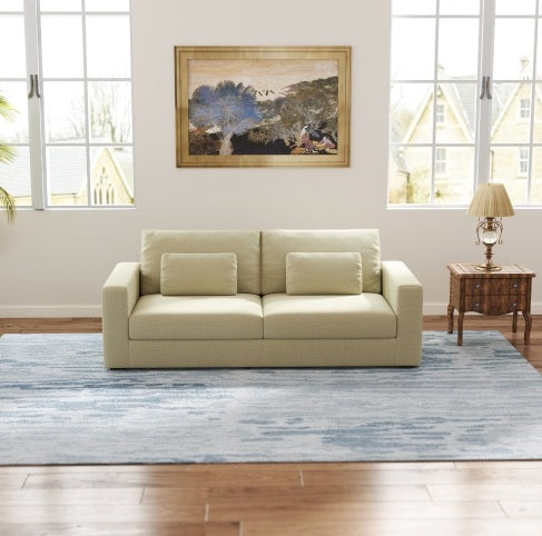 83 Modern Sofa Couches For Living Room  3 Seater Sofa With Detachable Cover   Double Cushioning, Natural