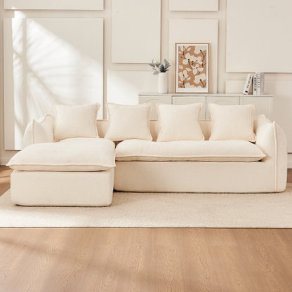 Sofa Deep Seat Sofa 3 Seater For Living Room Oversized Comfy Sofa L-Shape Sofa Couch With Chaise Home Furniture Sleeper Sectional Sofa For Apartment, Office Left Hand Facing
