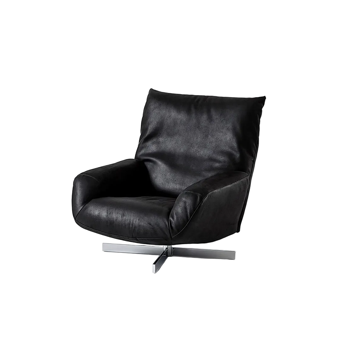 Schmidt Chiara Lounge Chair With Footstool, Swivel, Real Leather