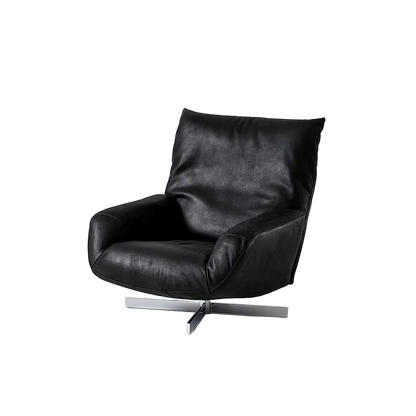 Schmidt Chiara Lounge Chair With Footstool, Swivel, Real Leather
