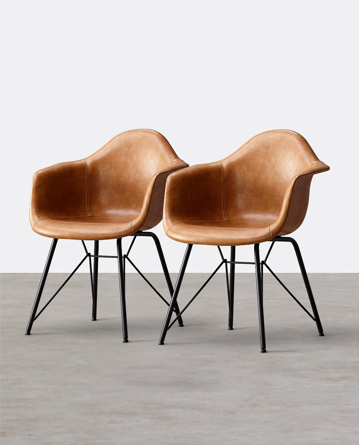 A Set of 2 Bobby Dining Chairs, Distressed Leather