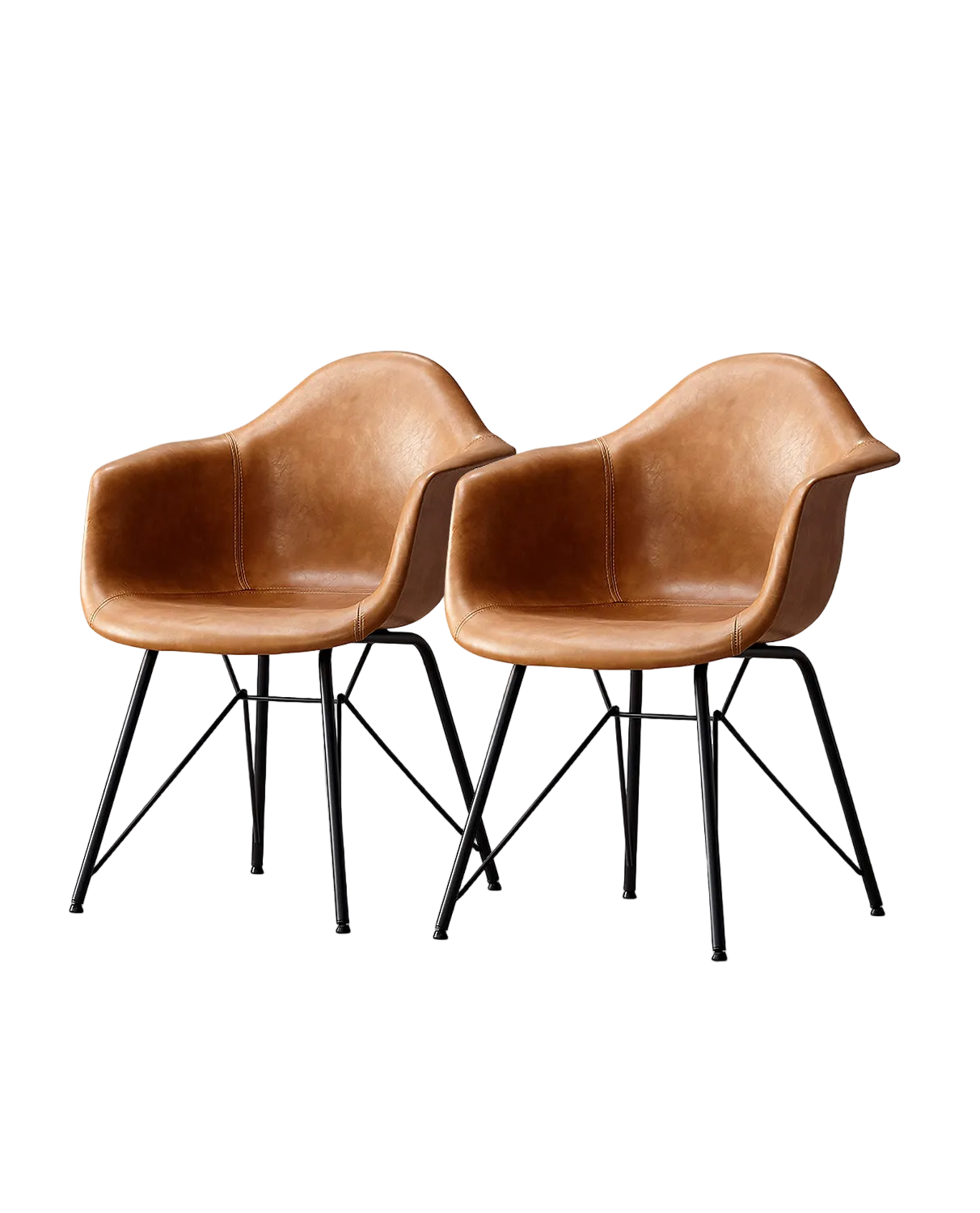 A Set of 2 Bobby Dining Chairs, Distressed Leather