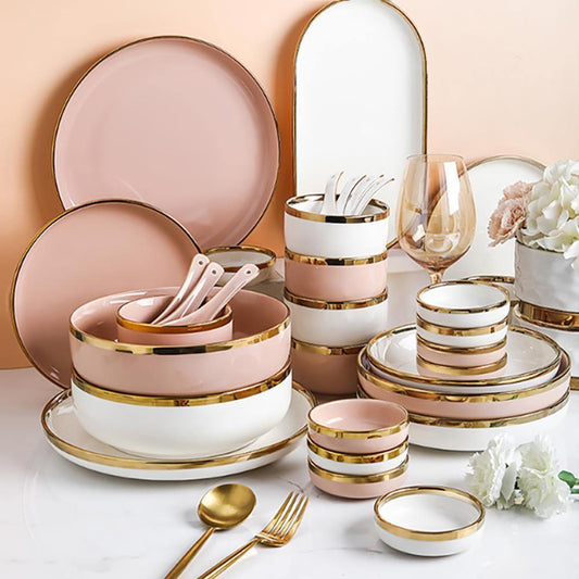 8 Pieces Dinner Set, Pink Or White-Weilai Concept-Weilai Concept