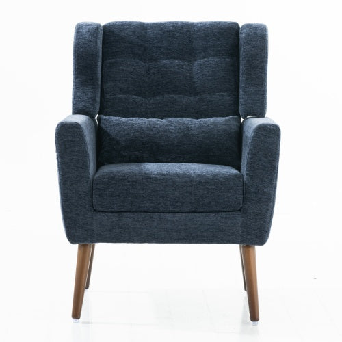 Modern Accent Chair,Chenille Arm Chairs For Living Room,Upholstered Mordern Armchair,Comfy Soft Padded Lounge Chair In Small Space, Bedroom, W Pillow, Solid Wood Leg