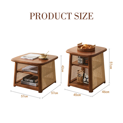 Nordic Square Coffee Table Set, Rattan-Weilai Concept-Weilai Concept