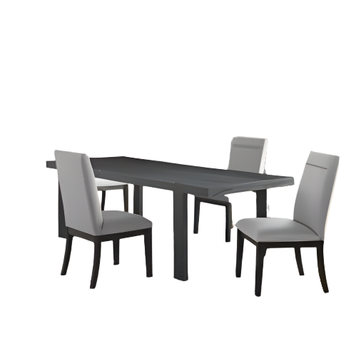 Contemporary 5pc Dining Gray Chairs - Rubbed Charcoal Wood, Gold Accents