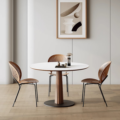 Anderson Small Round Dining Table, Sintered Stone & Solid Wood-Weilai Concept-Weilai Concept