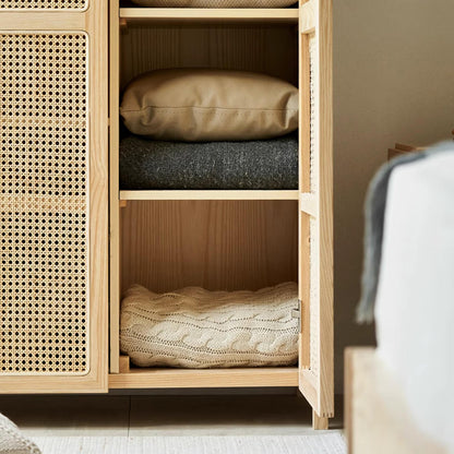 Amelia Rattan Wardrobe, Solid Wood & Rattan