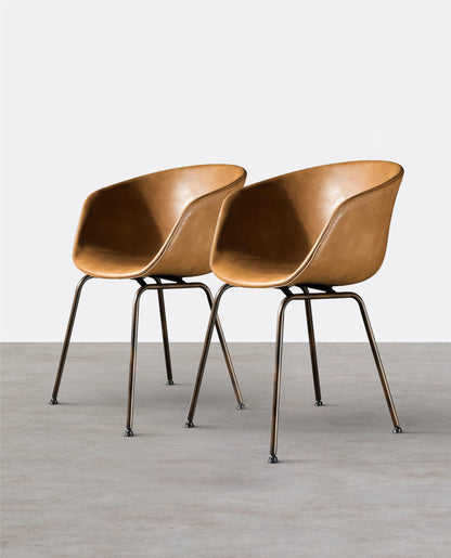 A Set of 2 Herron Dining Chairs, PU Leather