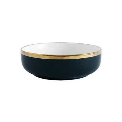 9 Piece Dinner Set, White And Dark Blue-Weilai Concept-Weilai Concept