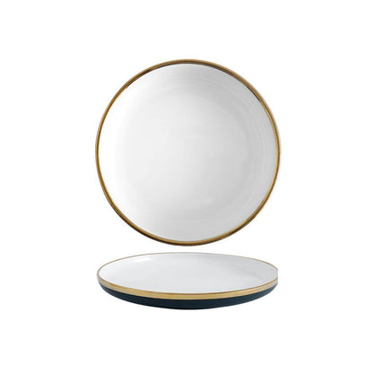 9 Piece Dinner Set, White And Dark Blue-Weilai Concept-Weilai Concept