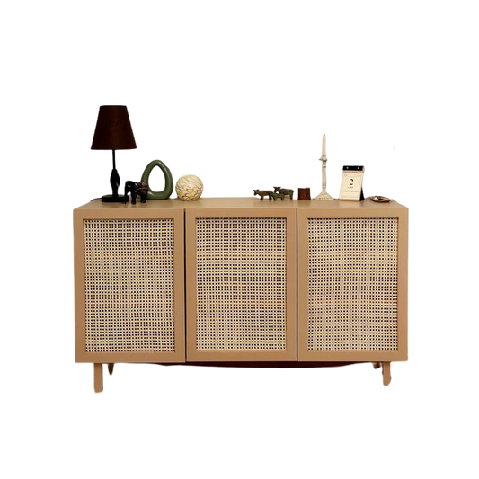 Gummy Cane Shoe Storage, Natural Rattan & Oak